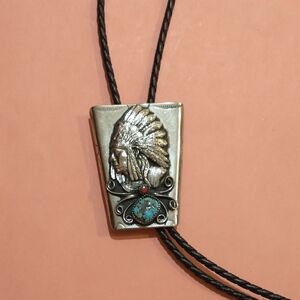 Silver and Turquoise Bolo Tie